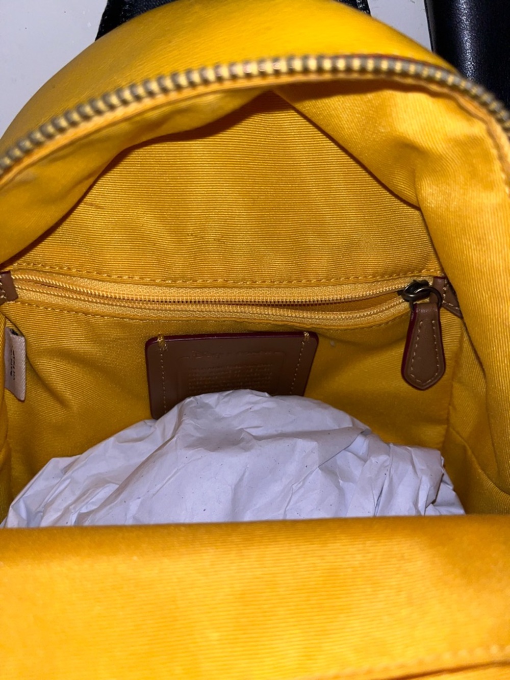 Coach Disney Yellow Leather Mini Backpack with Mickey Skateboard Detail - Picture 4 of 5